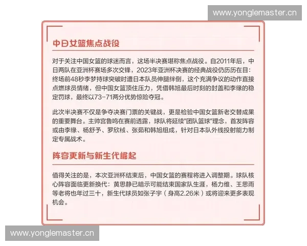 2025中国女篮联赛赛程全面公布 关注赛事时间安排及精彩对决
